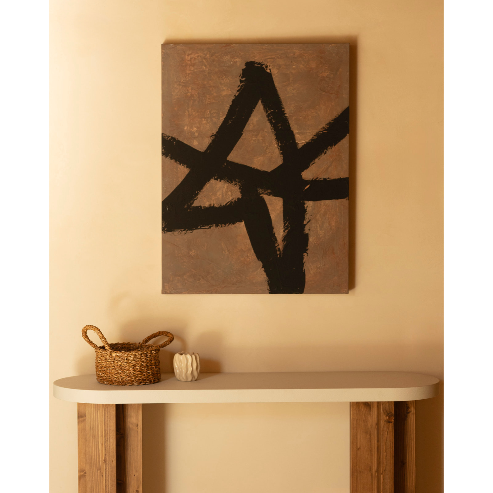 Cuadro marrón decorativo sobre algodón con bastidor de madera pintado artesanalmente con pintura al óleo en varias medidas