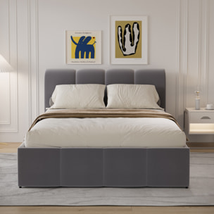 MOORE Lit nuage coffre 160x200cm velours gris