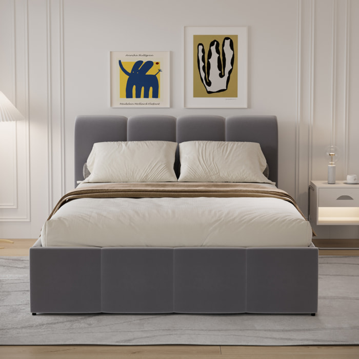 MOORE Lit nuage coffre 160x200cm velours gris