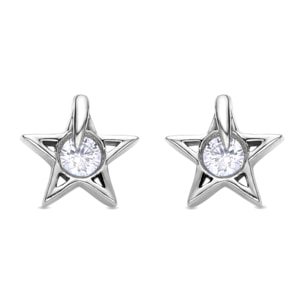 Pendientes de Circonita Brillante acabados en rodio