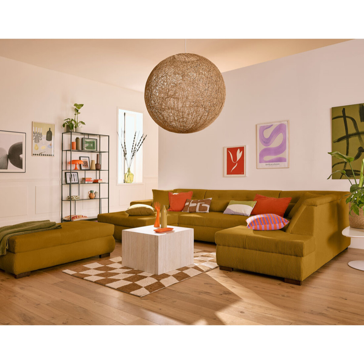 Vermont - pouf d'appoint - en velours côtelé - Jaune