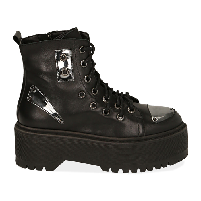 Botas militares de piel de becerro negras