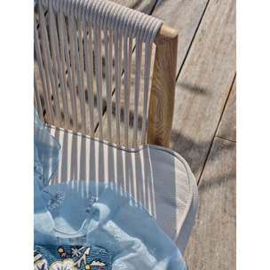 IBARRA - Salon bas de jardin 5 pl en aluminium imitation bois et corde tissée