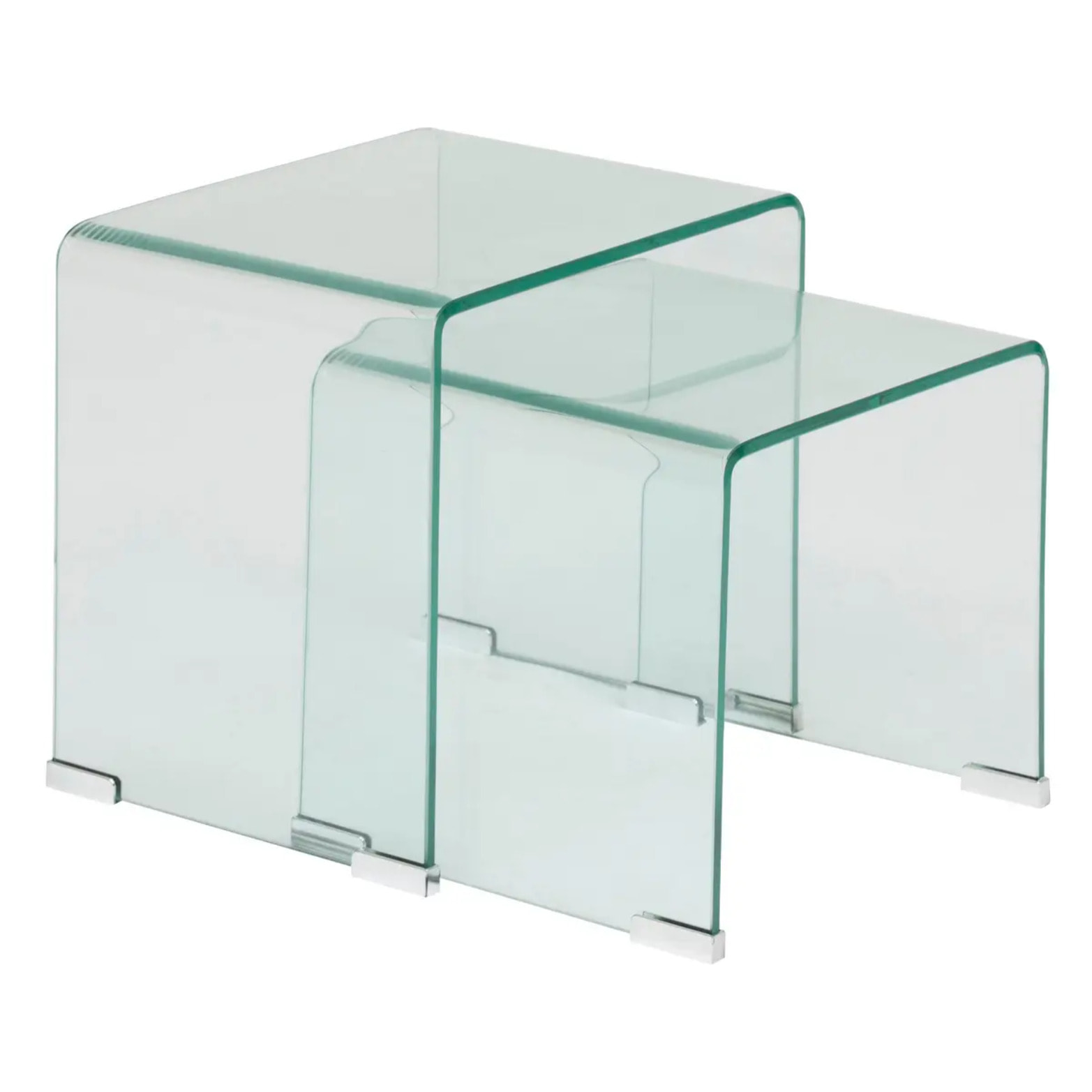 Lot de 2 tables gigognes "Lenia" transparent 51x47x30cm