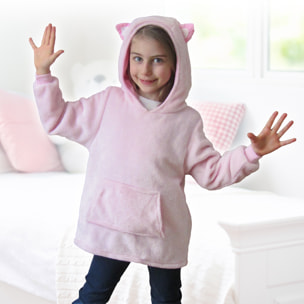SWEAT A CAPUCHE ENFANT CHAT ROSE