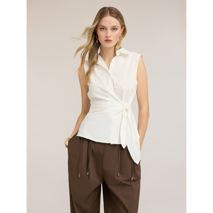 Motivi - Camisa sin mangas con nudo - Blanco