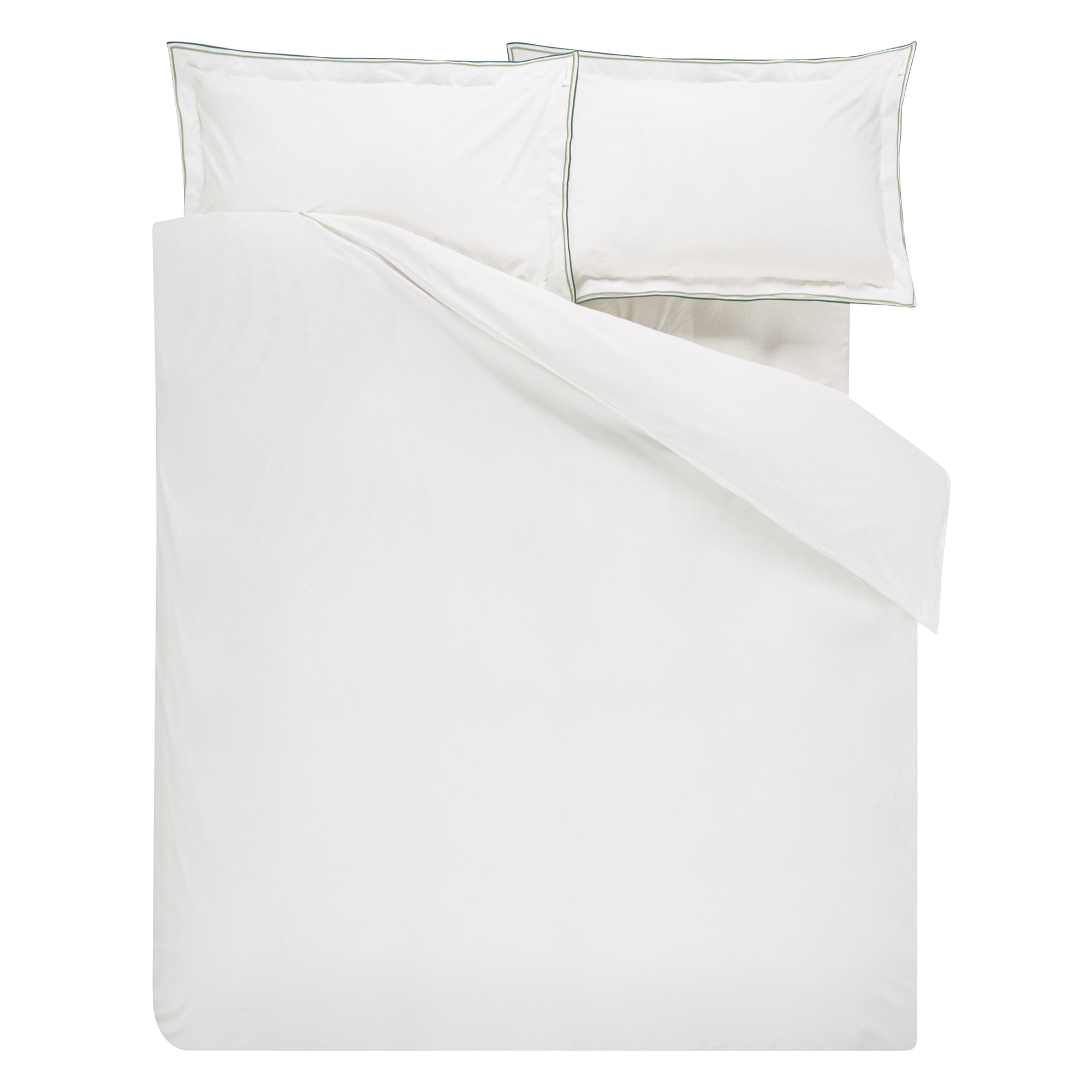 Housse de couette unie en percale de coton, ASTOR FOREST SAGE, Blanc