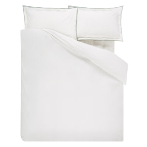 Housse de couette unie en percale de coton, ASTOR FOREST SAGE, Blanc
