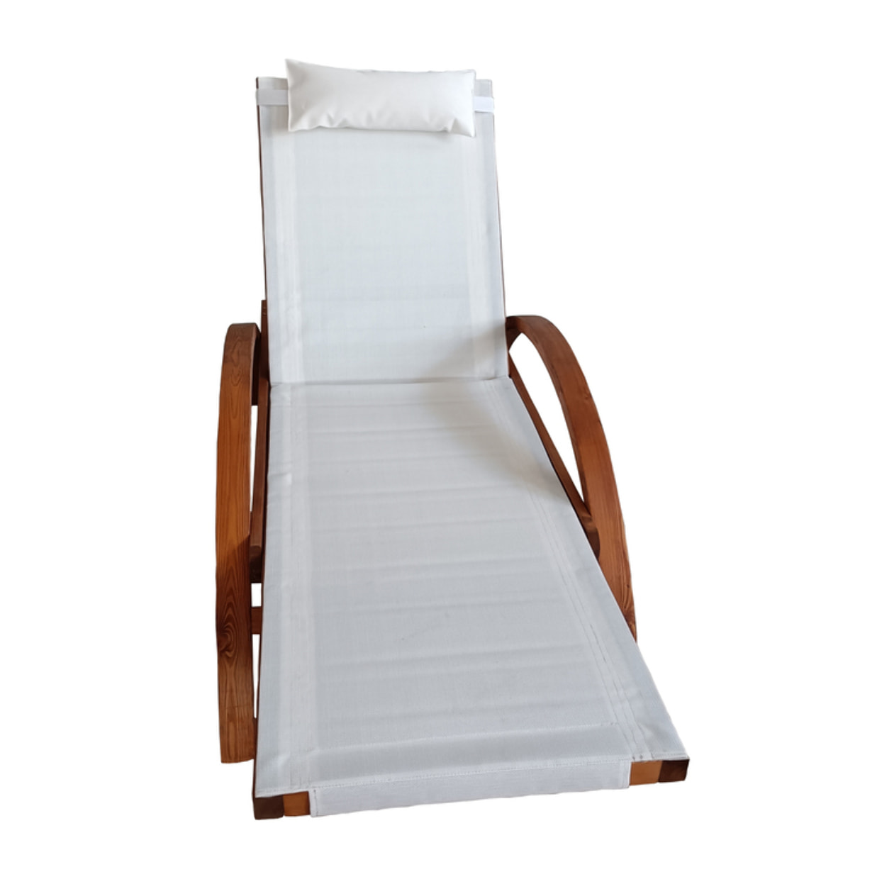 Transat en bois et toile PVC blanc ACATE