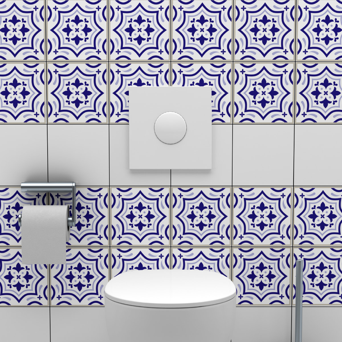 Stickers muraux - Sticker Mural Carrelage adhésif Cuisine Salle de Bain - 24 STICKERS CARREAUX DE CIMENT AZULEJOS CARMEN