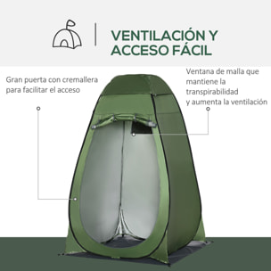 Tienda de Campaña Instantánea Pop-Up Tienda de Ducha Camping Portátil con Gancho Bolsillo Bolsa de Transporte y UV 20+ para Baño Vestuario Cambiador 126x124x189 cm Verde Oliva