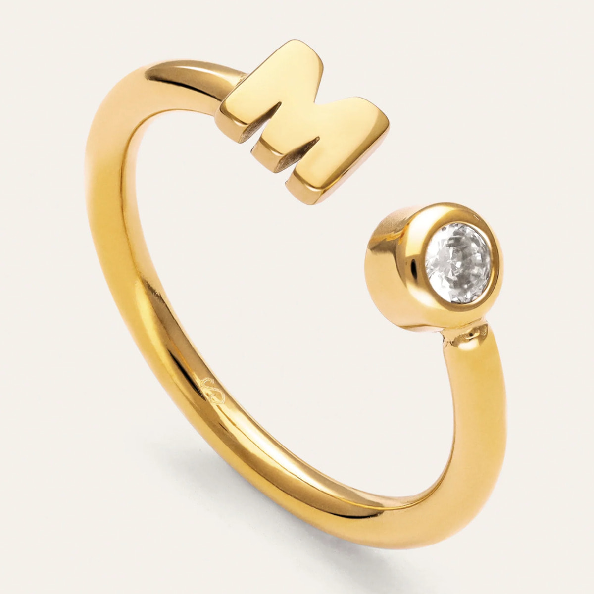 Anello Personalizzato Letter Spark  Acciao Placcato Oro