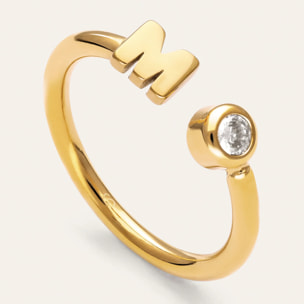 Anello Personalizzato Letter Spark  Acciao Placcato Oro