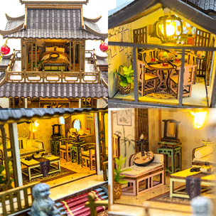 País de las hadas. Maqueta de madera, diseño 3D realista con gran detalle y luces led.