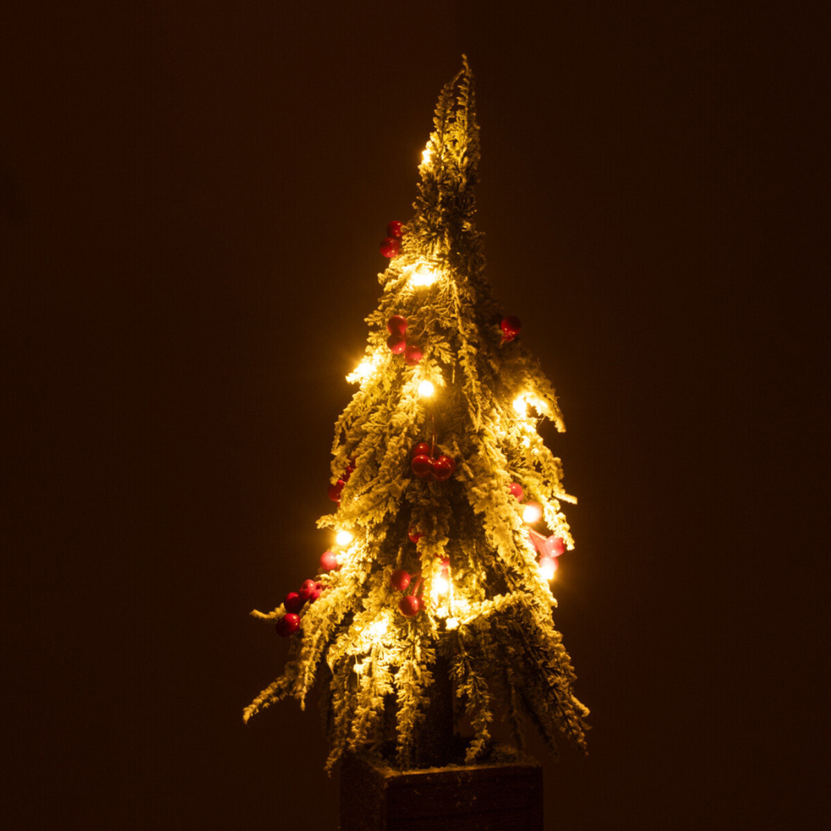 J-Line decoration sapin De Noël Neige - artificiel - vert/rouge - large - LED