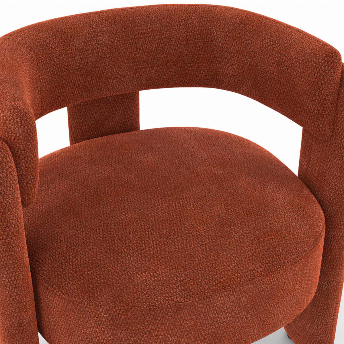 Fauteuil tripode Georges tissu chenille terracotta