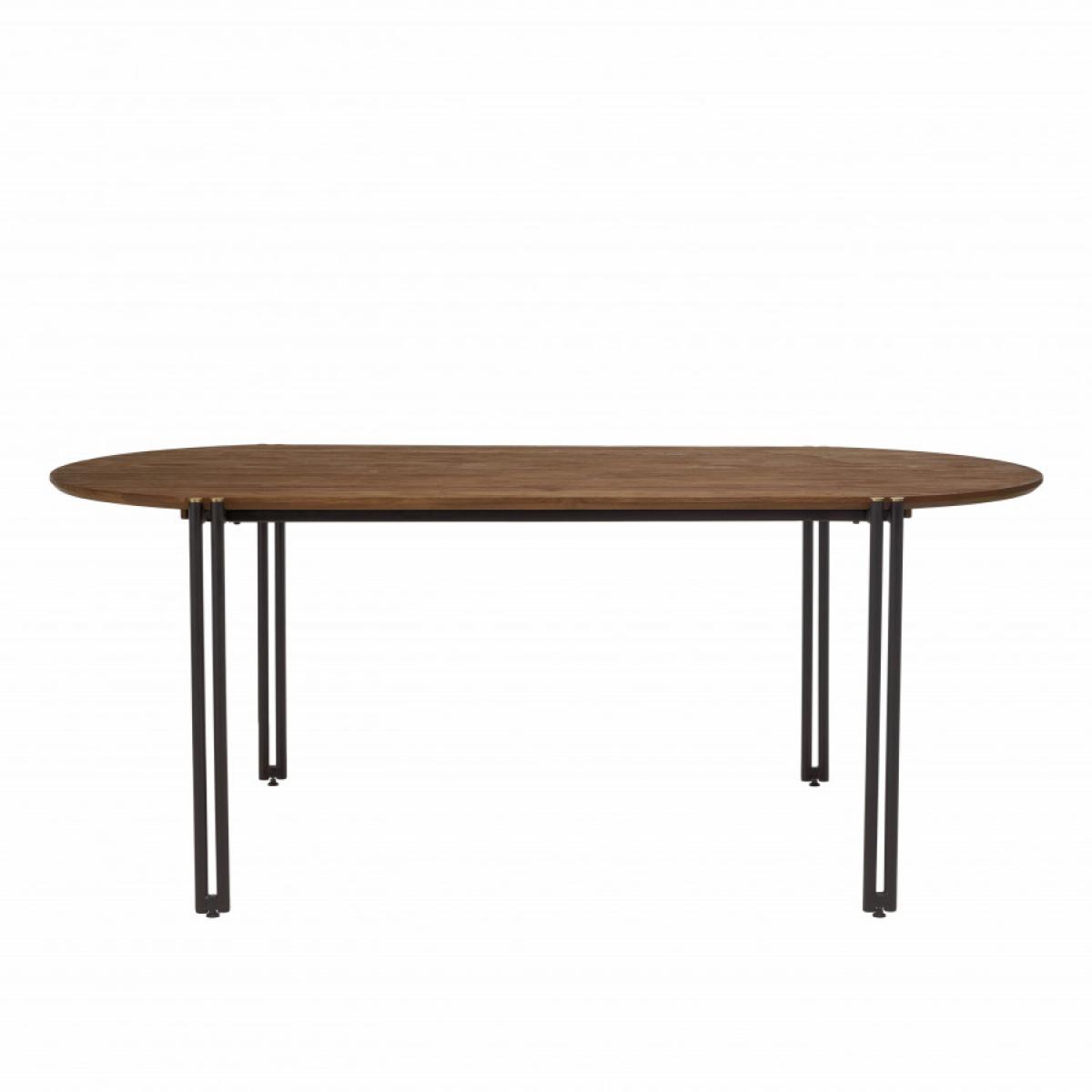 ALIDA - Table à manger ovale 200x105cm plateau bois de teck recyclé