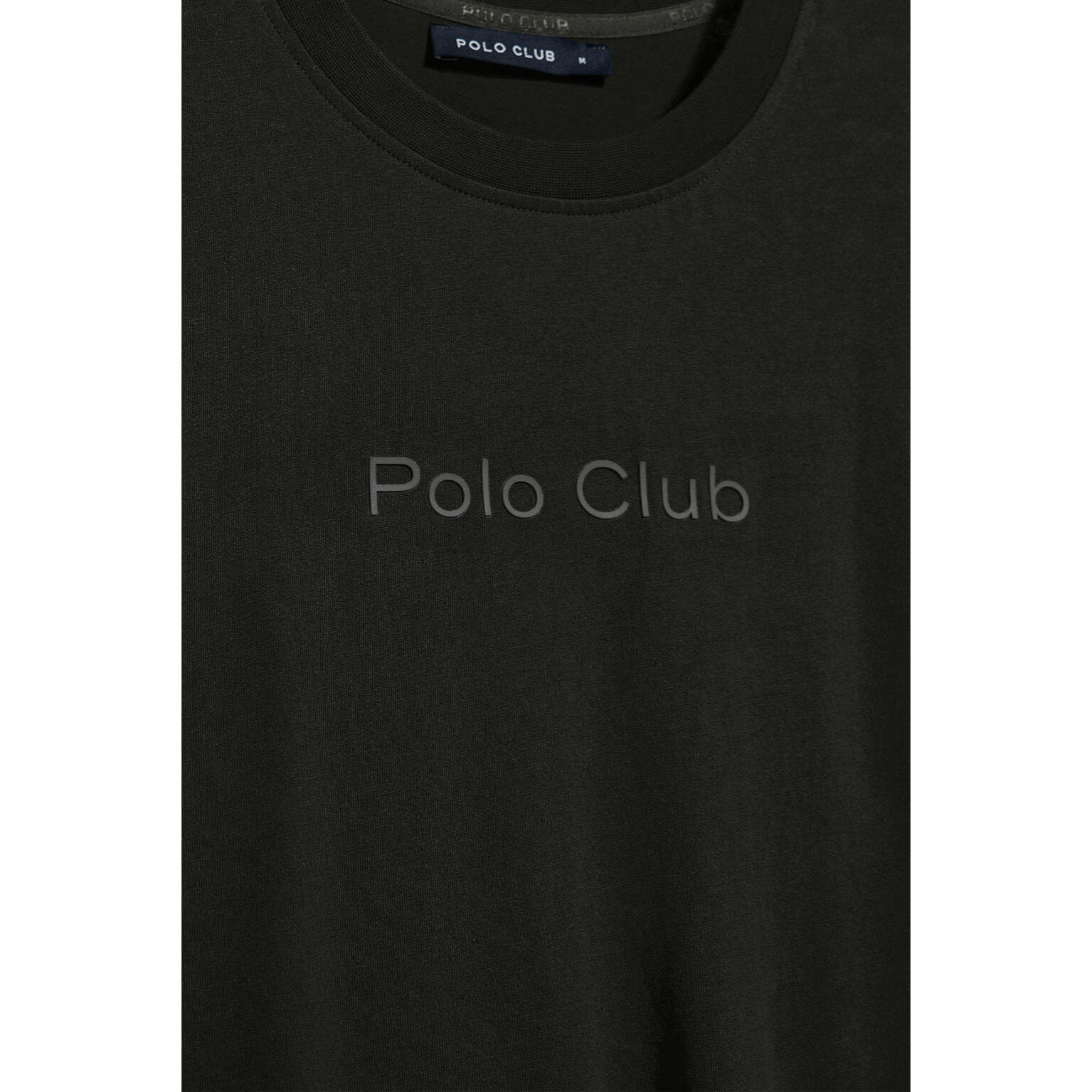 Camiseta negra de manga corta y cuello redondo con logotipo Polo Club