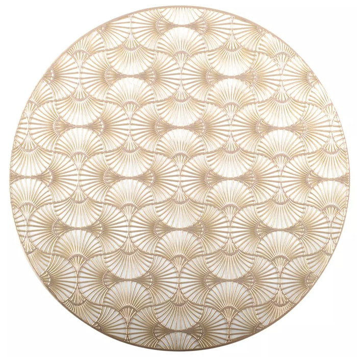 Lot de 6 Dessous d'assiette rond ginkgo doré
