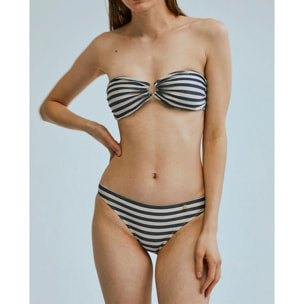 Top de bikini bandeau de rayas con aro