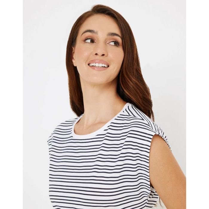 Vestido Corto Algodón de Rayas Azul Marino - Furia