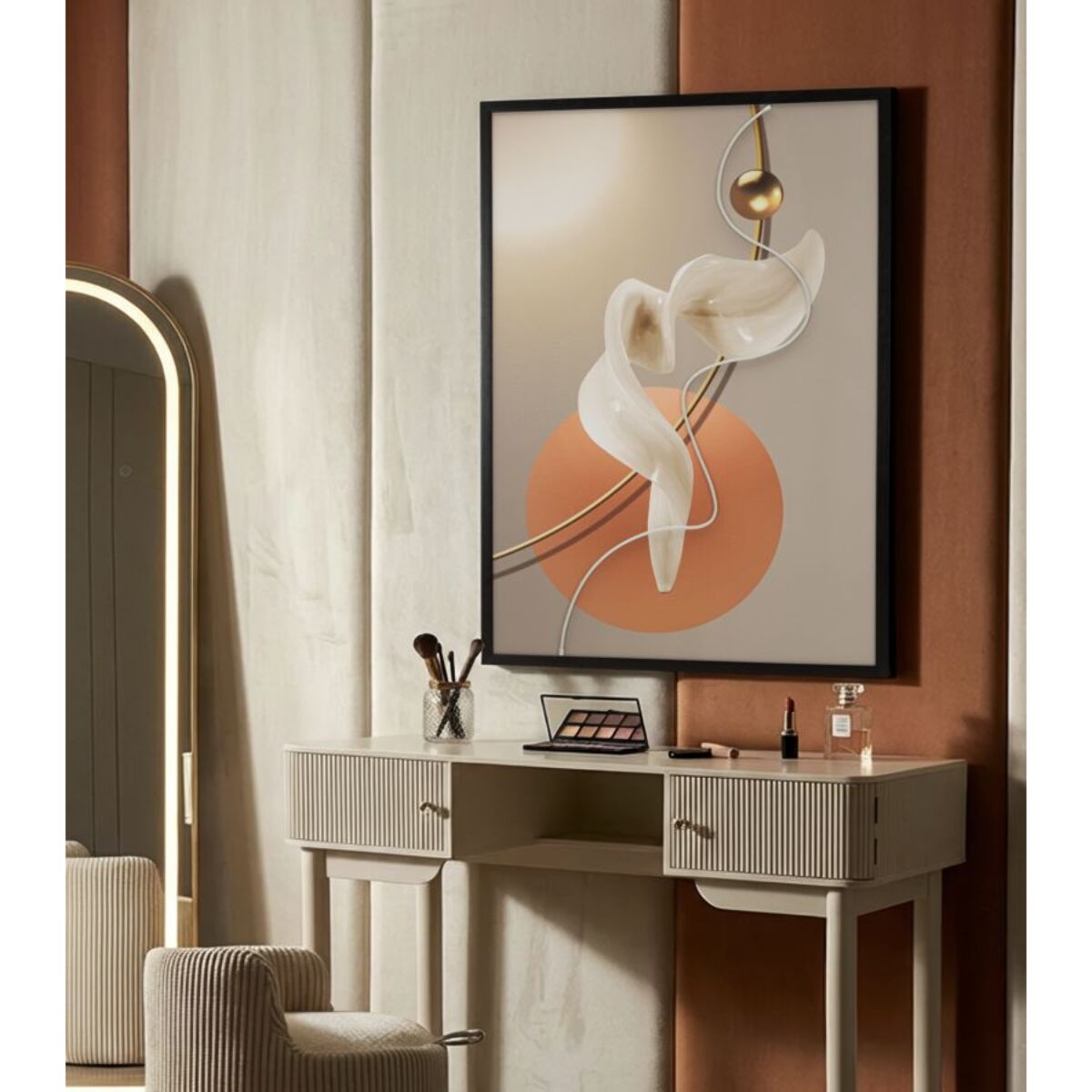 STAMPA C/LED SU TELA ABSTRACT -A- CM 80X4X120