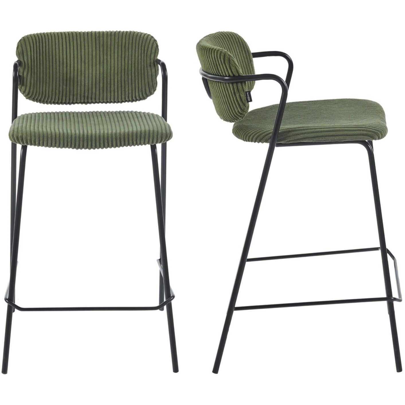 Lot de 2 tabourets de bar en velours côtelé - JONES