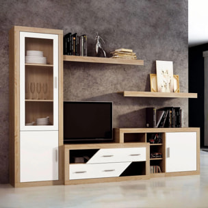 Módulo bajo de 1 puerta en cambria y blanco 130 cm Nuka Cambria - Blanco