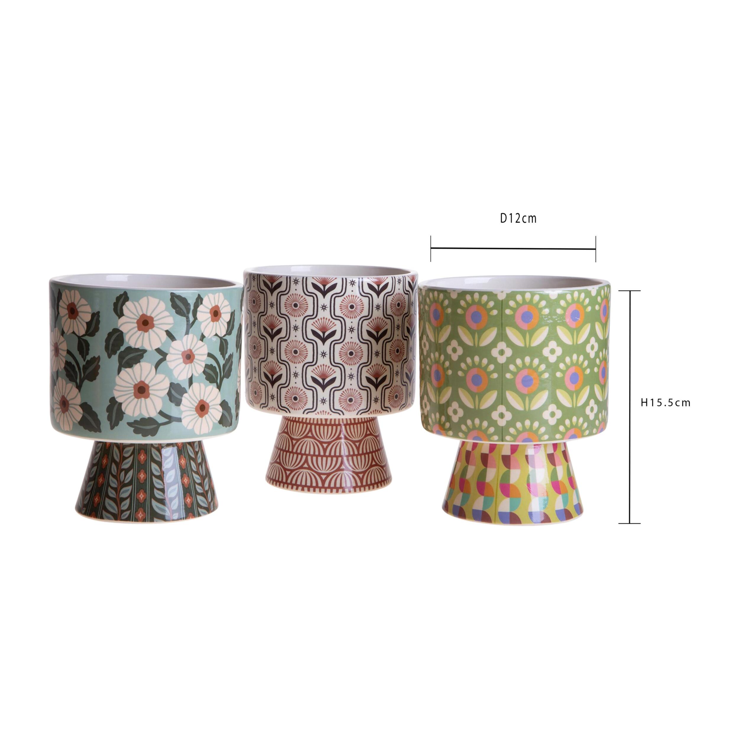 Set 3 vasi con base - 12,2xH15,5x12,2cm - Pezzi 2 - Bianchi Dino SpA