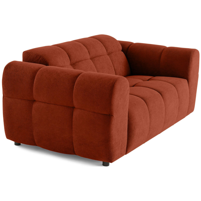 Ray - canapé droit 2 places en tissu texturé - Rouge