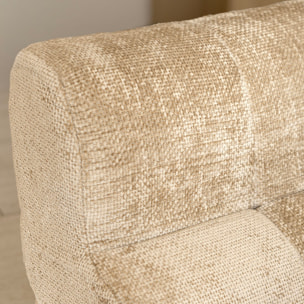 Canapé compressé modulable 3 places en tissu chenille entrelacé écru VOLTA