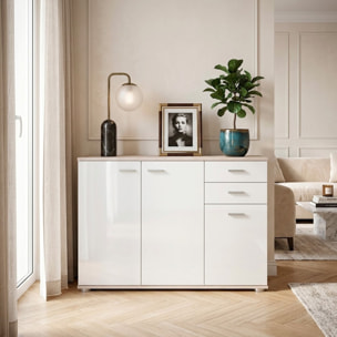 Credenza Mobile Soggiorno Madia Moderna Cucina Sala Pranzo Ingresso Minimal Contenitore Ante Cassetti Arredo Salvaspazio 103x 70x 35 Cm Rovere Chiaro