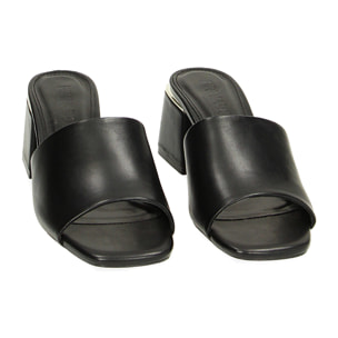 Mules Open Toe nere, tacco 6 cm