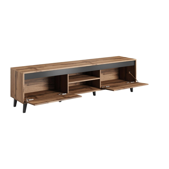 Lord - meuble TV - bois et noir - 170 cm - style industriel - Bois