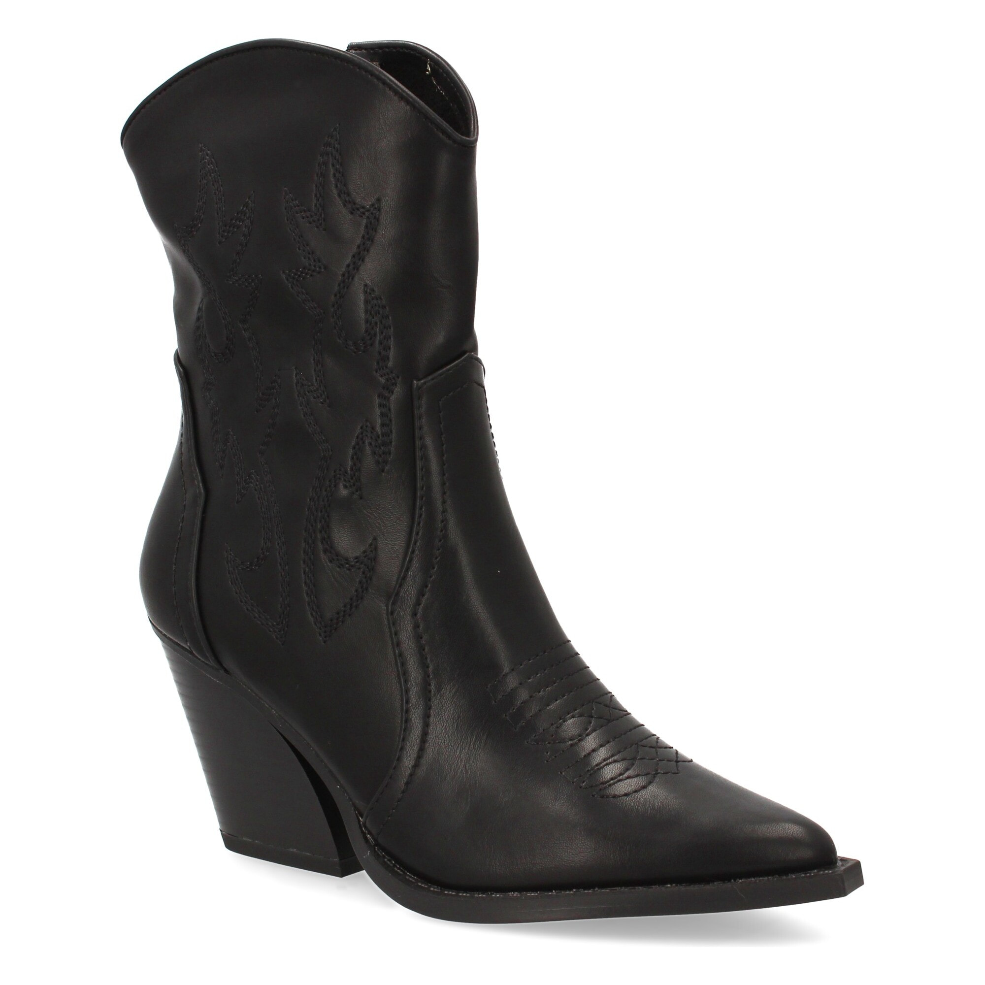 Botín cowboy con grabados en la caña.