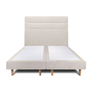 Lit avec tête de lit bandes horizontales tissu et sommier tapissier Ep14