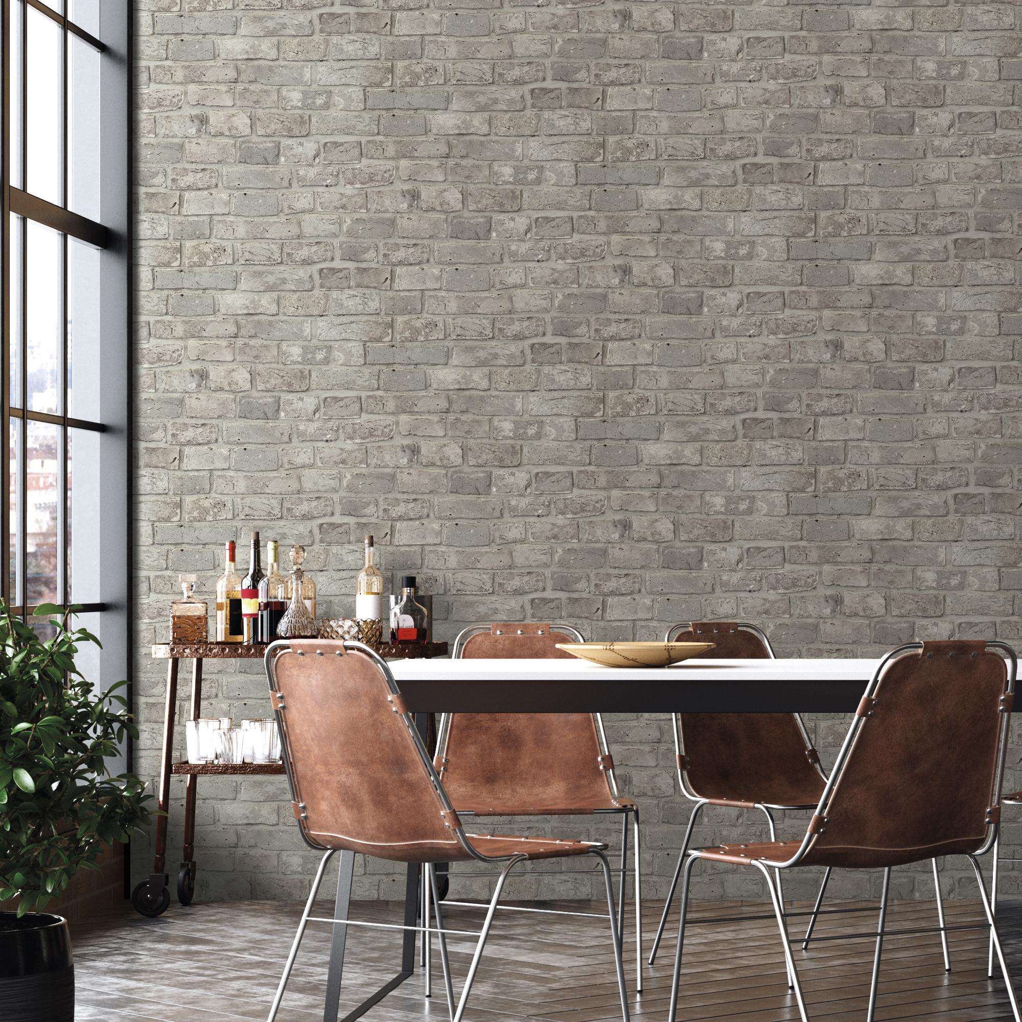 Papel pintado CERAMIKO, Brickwall gris oscuro 53x1000 cm