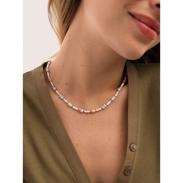 Collar Daylight Perlas Acero Baño Oro