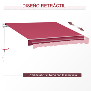 Toldo con Brazo de Aluminio Poliéster y Acero 4x2,5m Rojo