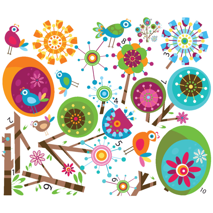 Stickers muraux | Sticker Mural Autocollant - ENFANT ARBRE MULTICOLOR - adhésifs fond transparent