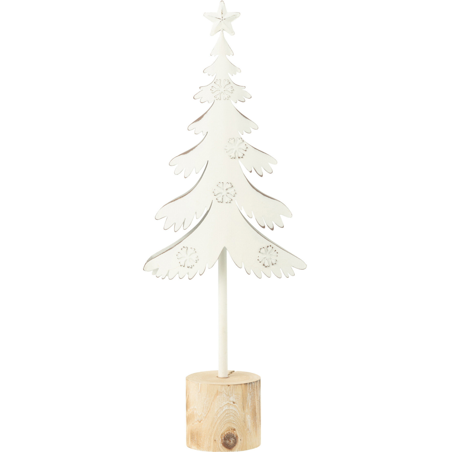 J-Line décoration Sapin Sur Pied + Étoile - métal/bois - blanc - small