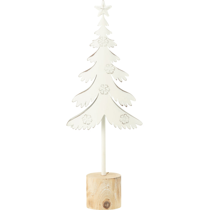 J-Line décoration Sapin Sur Pied + Étoile - métal/bois - blanc - small