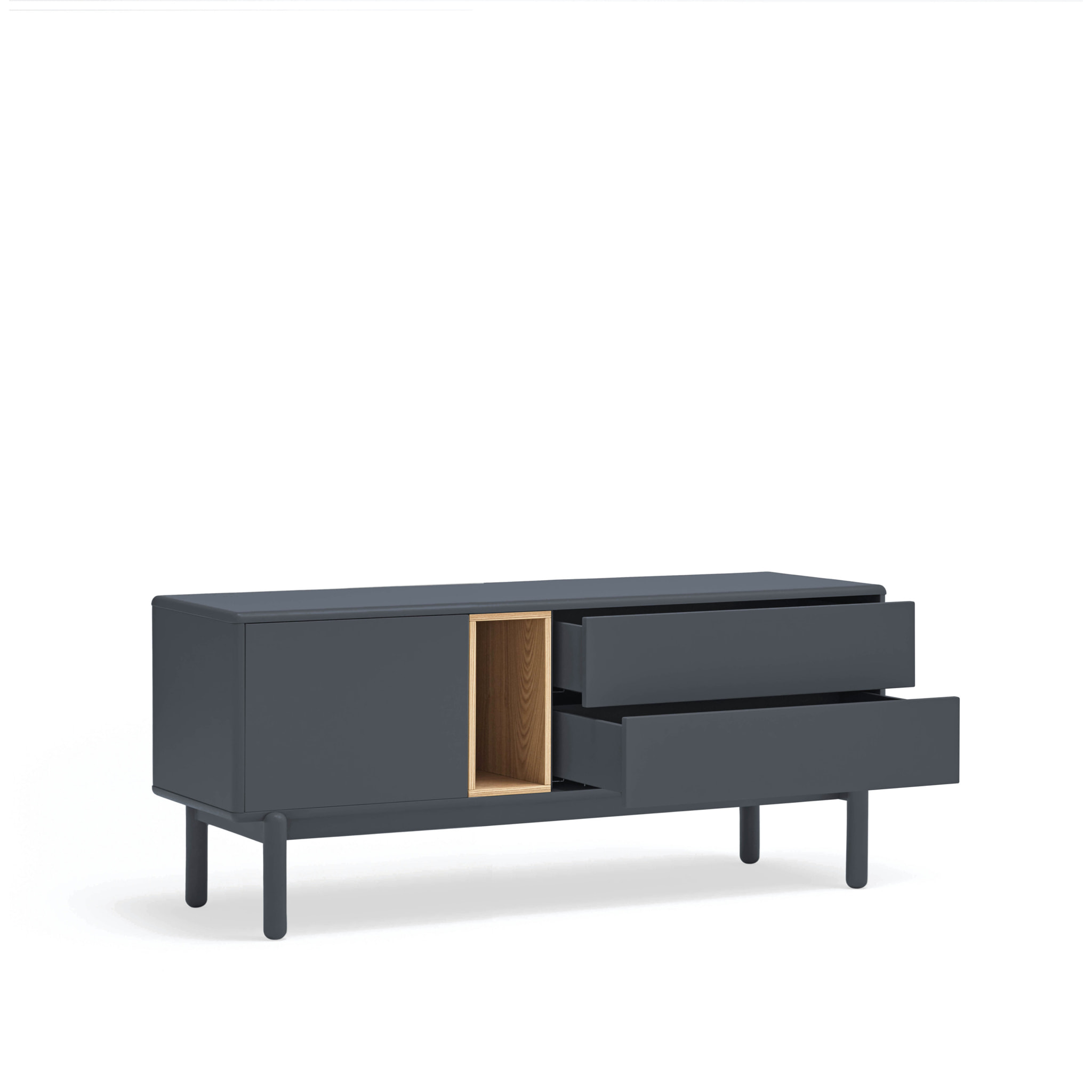 Mueble de televisión Arista con 2 cajones y 1 puerta abatible verde