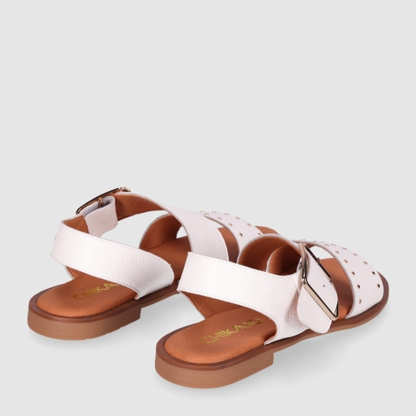 Sandalias de Piel - Blanco - Tacón: 1 cm