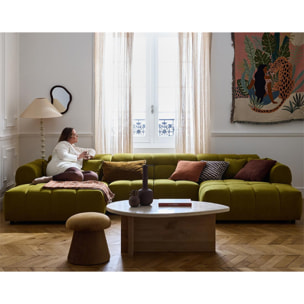 Ray - canapé panoramique en U 7 places en tissu texturé - Vert