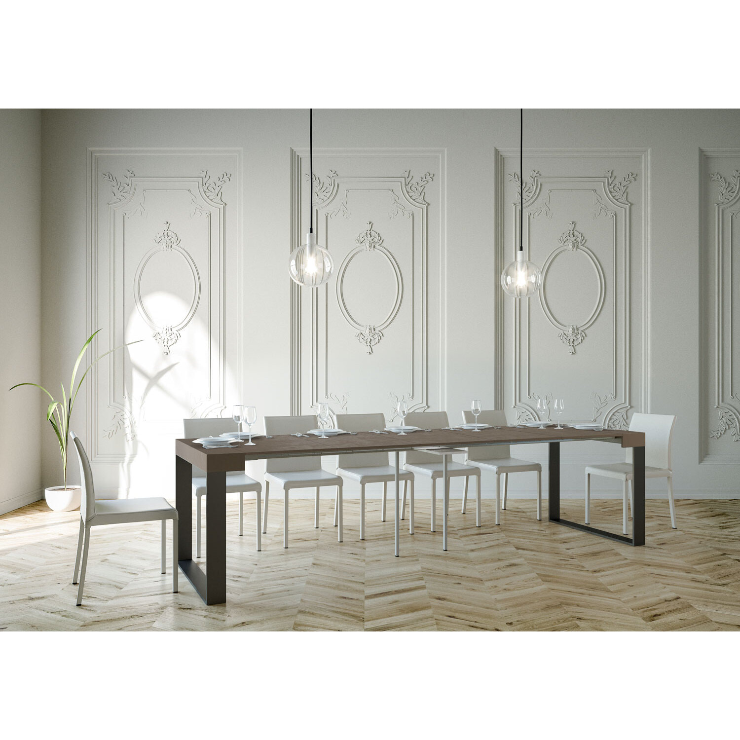 Consolle allungabile 90x40/300 cm Elettra Tortora telaio Antracite