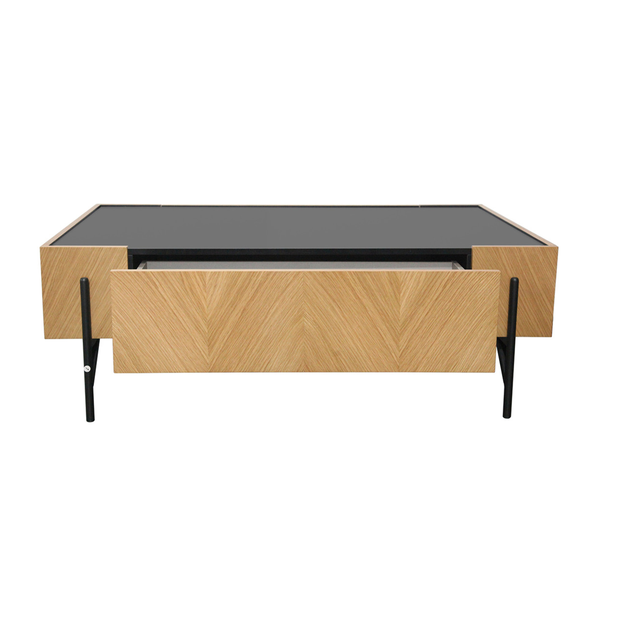 Table basse en bois clair avec 2 grands tiroirs FENIX