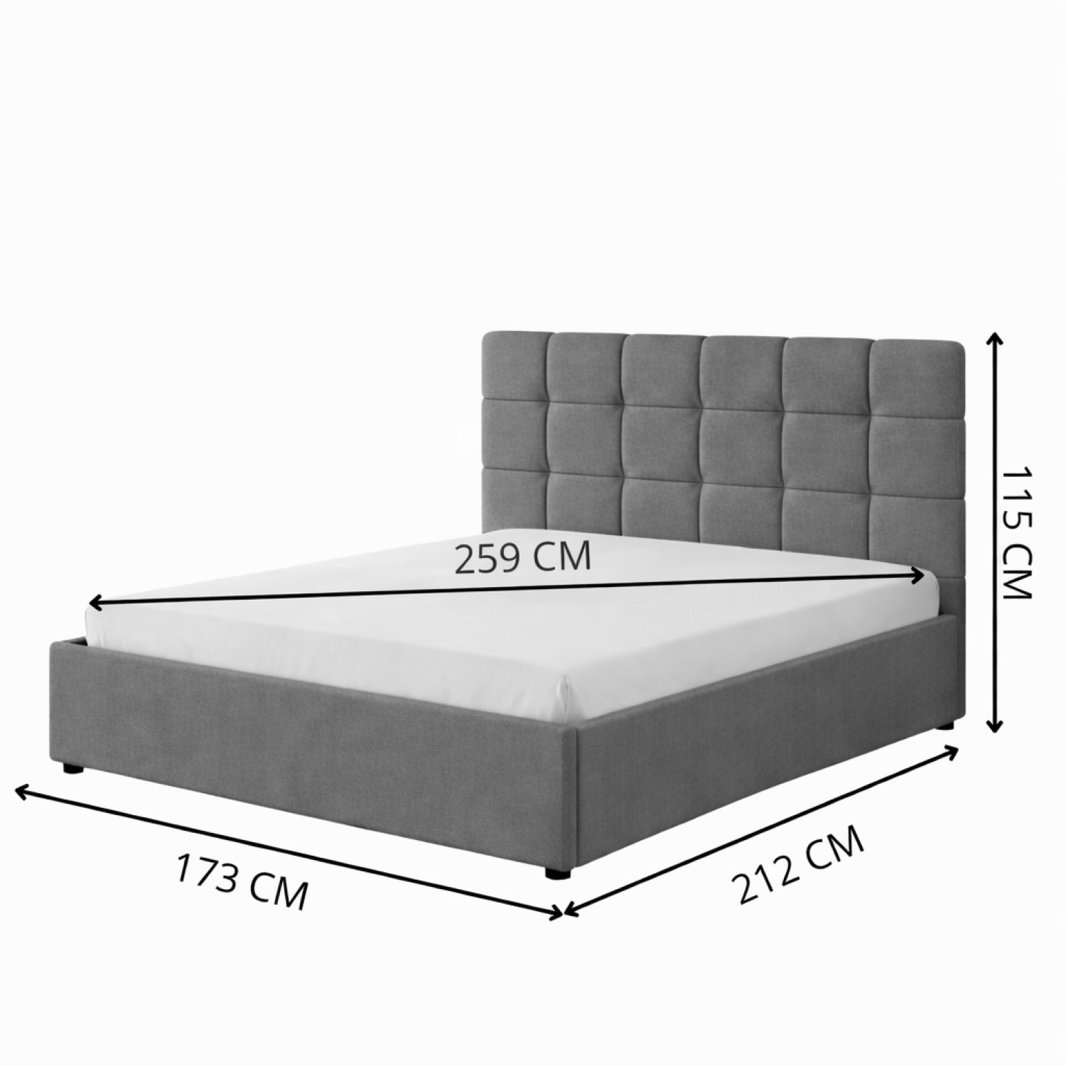 LYANNA Lit avec coffre de rangement 160x200cm velours gris foncé