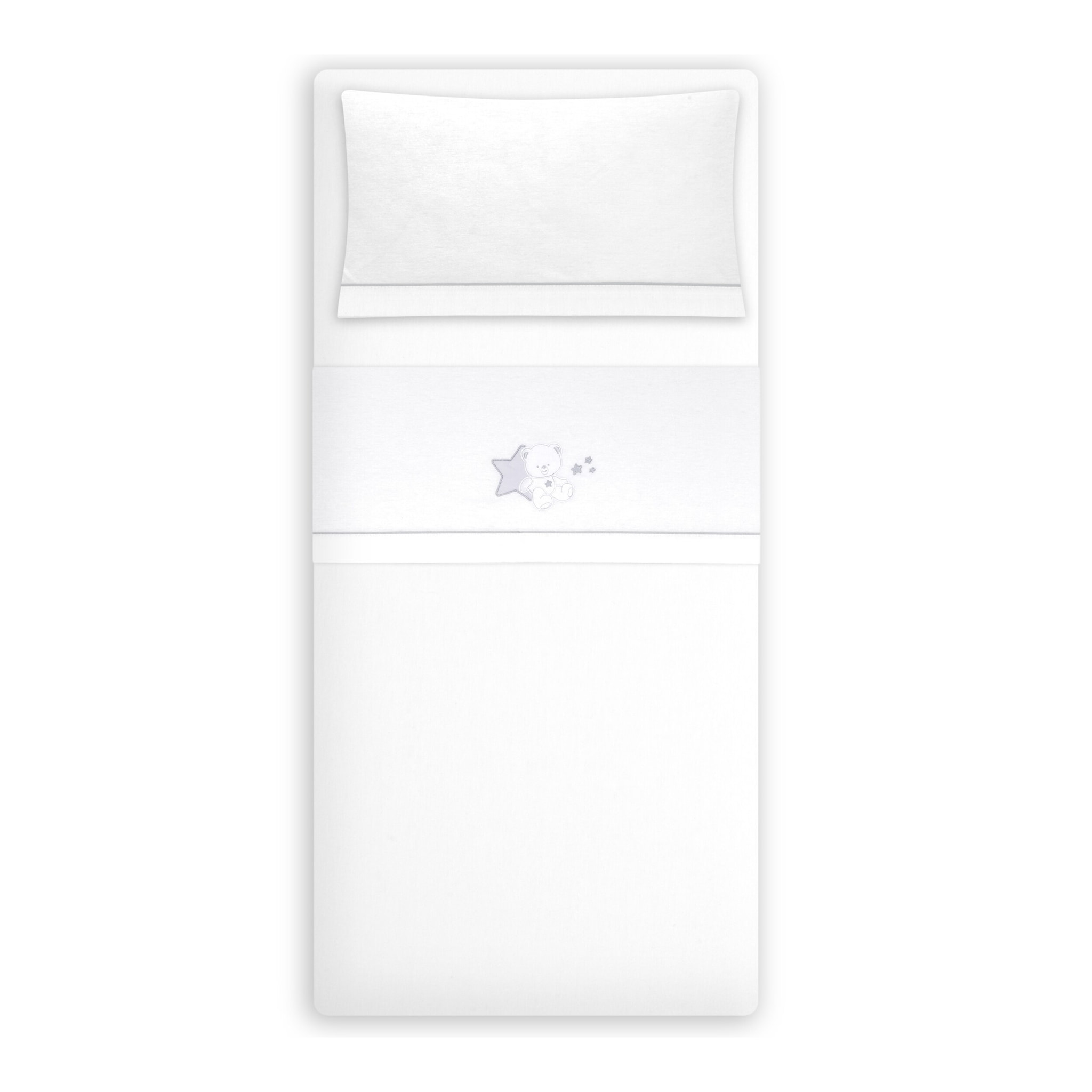 Triptico Coche Franela Osito Sentado Bco/Gris