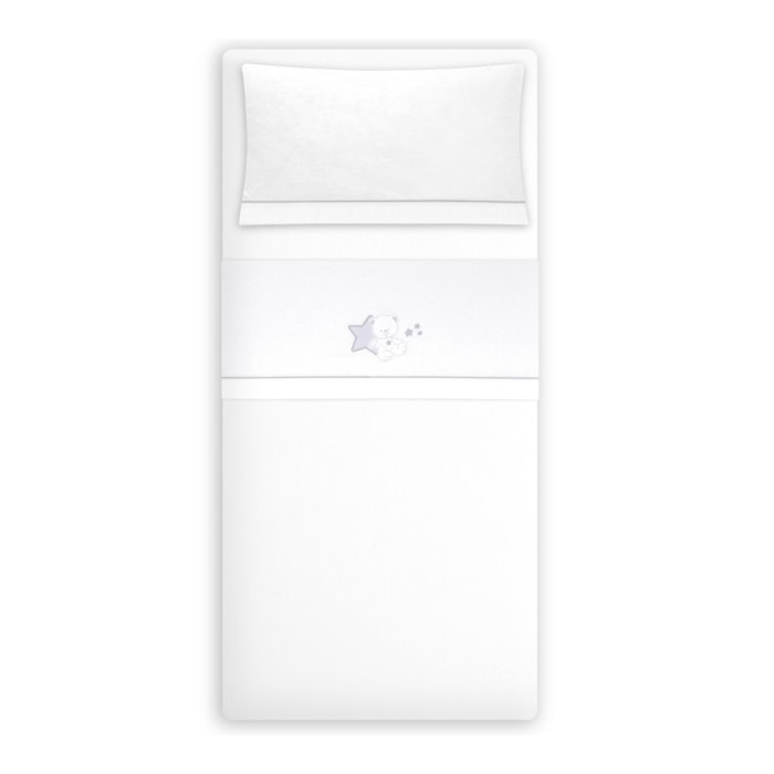 Triptico Coche Franela Osito Sentado Bco/Gris